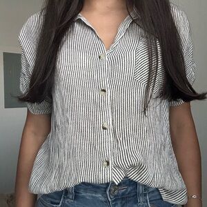 Striped Button-Up Blouse